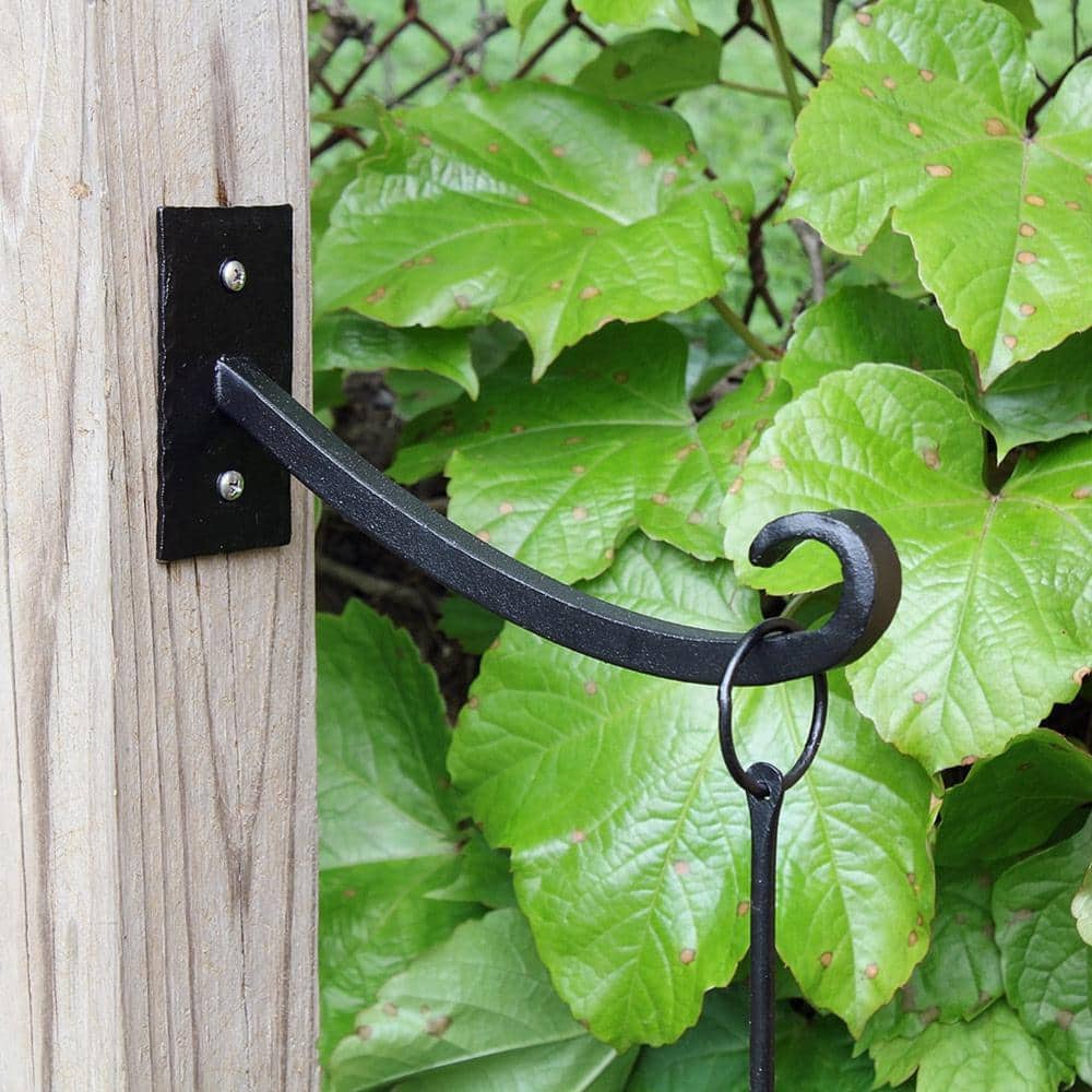 Black Wrought Iron Wall Bracket with Curved Hooks, Set of 2