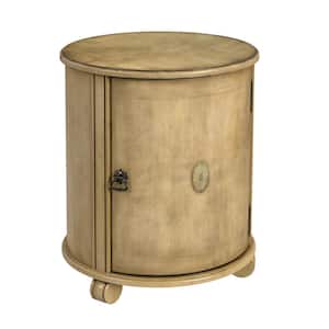 Lawrie 20 in. Beige Round Wood Drum End Table
