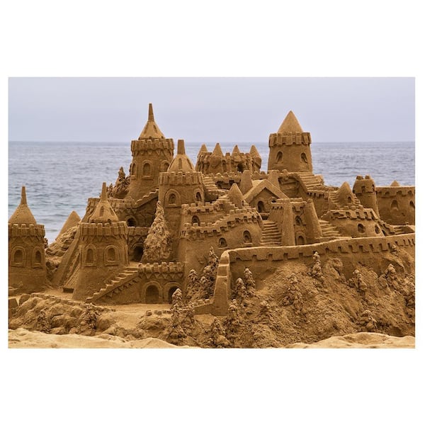 VENICE BEACH Collections Sand Castle Beachside by Unknown 1 Piece Unframed Canvas Drawing Print 20 in. x 30 in.