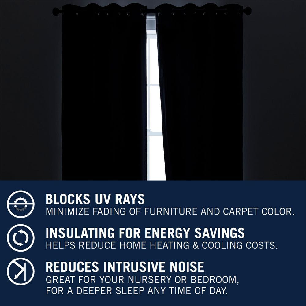Charcoal Blackout Polyester Grommet Window Panels, 52" x 108"