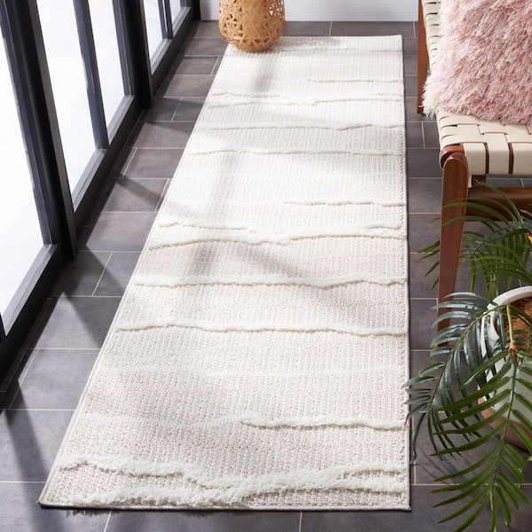 Trends 2 ft. x 13 ft. Beige/Ivory Cracked High-Low Runner Rug