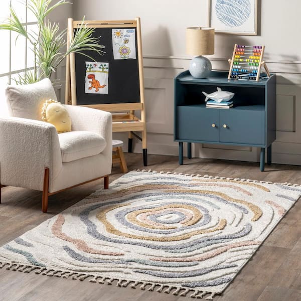 Adette Beige 4 ft. x 6 ft. Floral Area Rug