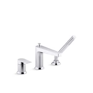 Taut 3-Hole Single Handle 11.0 GPM Bathtub Faucets with Sidespray in Polished Chrome