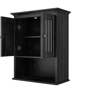 18.9 in. W x 9.25 in. D Black Decorative Wall Shelf, Wall Cabinet Bathroom