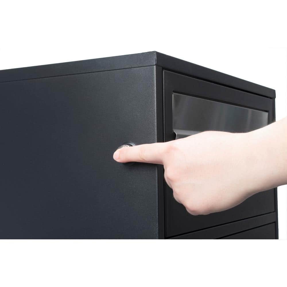 Black Steel Multi-Chambered Mail and Parcel Box with Key Lock