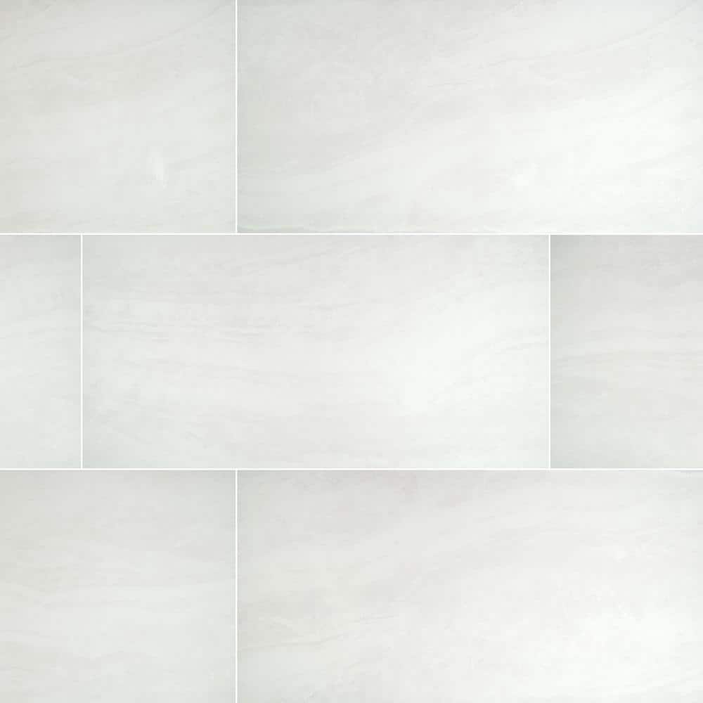 Pavia Blanc 24 in. x 48 in. Matte Porcelain Stone Look Floor and Wall Tile 