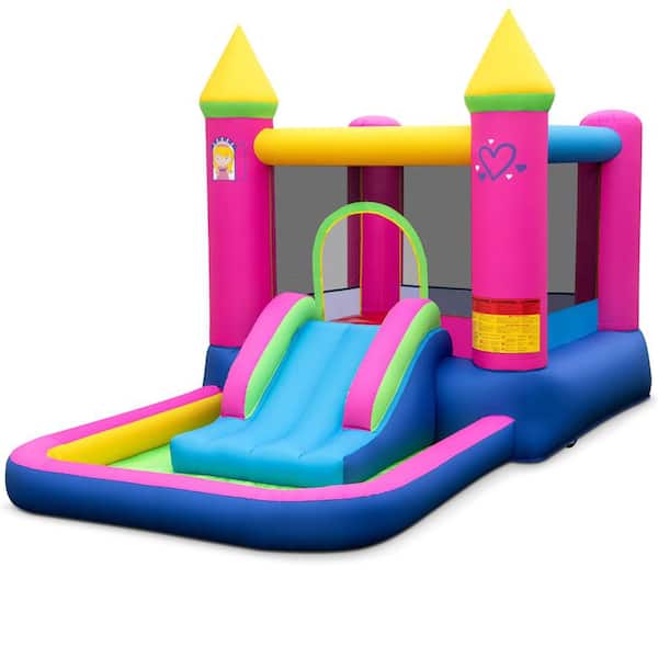 Kids Inflatable Bounce House Princess-themed Bouncy Castle with Slide Without Blower