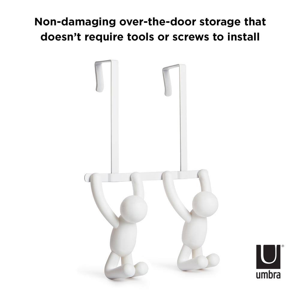 Buddy White Plastic Over-the-Door Double Hook Rack