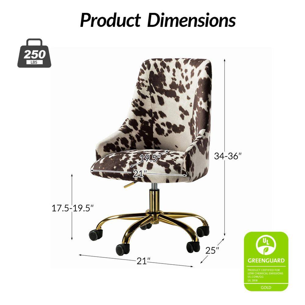 Ergonomic Swivel Task Chair in Cowhide Fabric with Metal Base