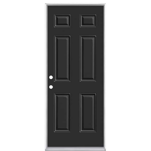 Masonite 32 in. x 80 in. 6-Panel Right-Hand Inswing Painted Steel Prehung Front Exterior Door No Brickmold