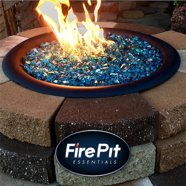 Fire Pit Essentials 10 lbs. Semi-Reflective Deep Sea Blue Fire Glass Beads for Indoor and Outdoor Fire Pits or Fireplaces