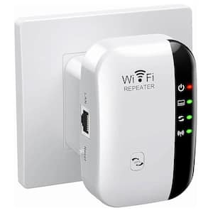 Wi-Fi Range Extender Internet Booster Wireless Signal Repeater Up to 300 Mbps in White