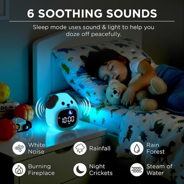 USB Operated Squishy Puppy Clock with Sounds Multi-Color