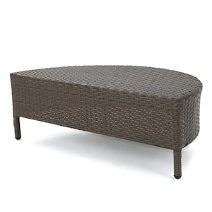 Adelina Brown Half-Round Wicker Outdoor Coffee Table