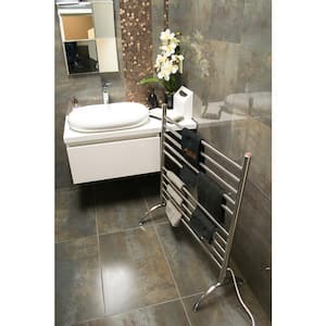 Solo 33in Wide Freestanding 10-Bar Plug-in Electric Towel Warmer in Polished Stainless Steel