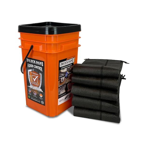 Grab and Go Flood Protection Kit Containing 5-10 ft. Flood Barriers w/Bucket