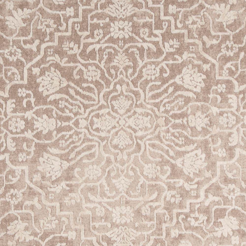 Elegant Floral Essence 5' Round Gray Synthetic Area Rug