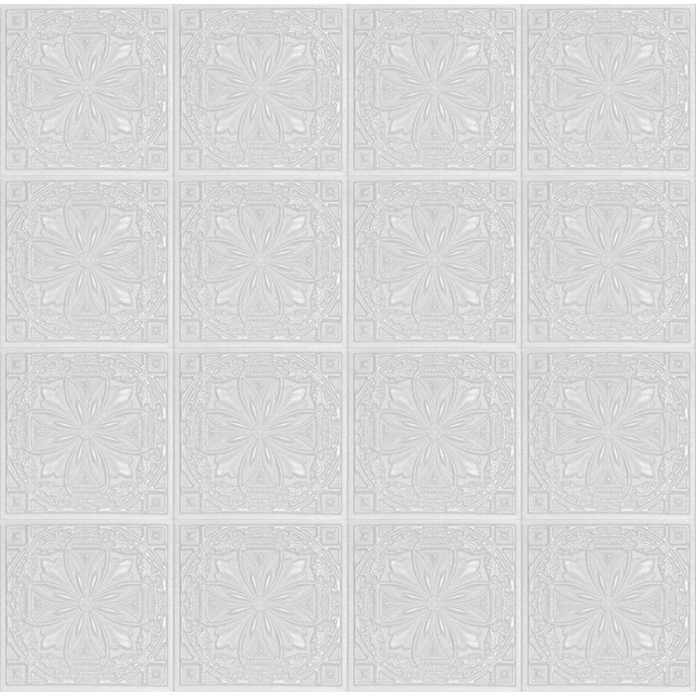Lucas's Shield White Foam Glue-up Ceiling Tile, 19.75" Square