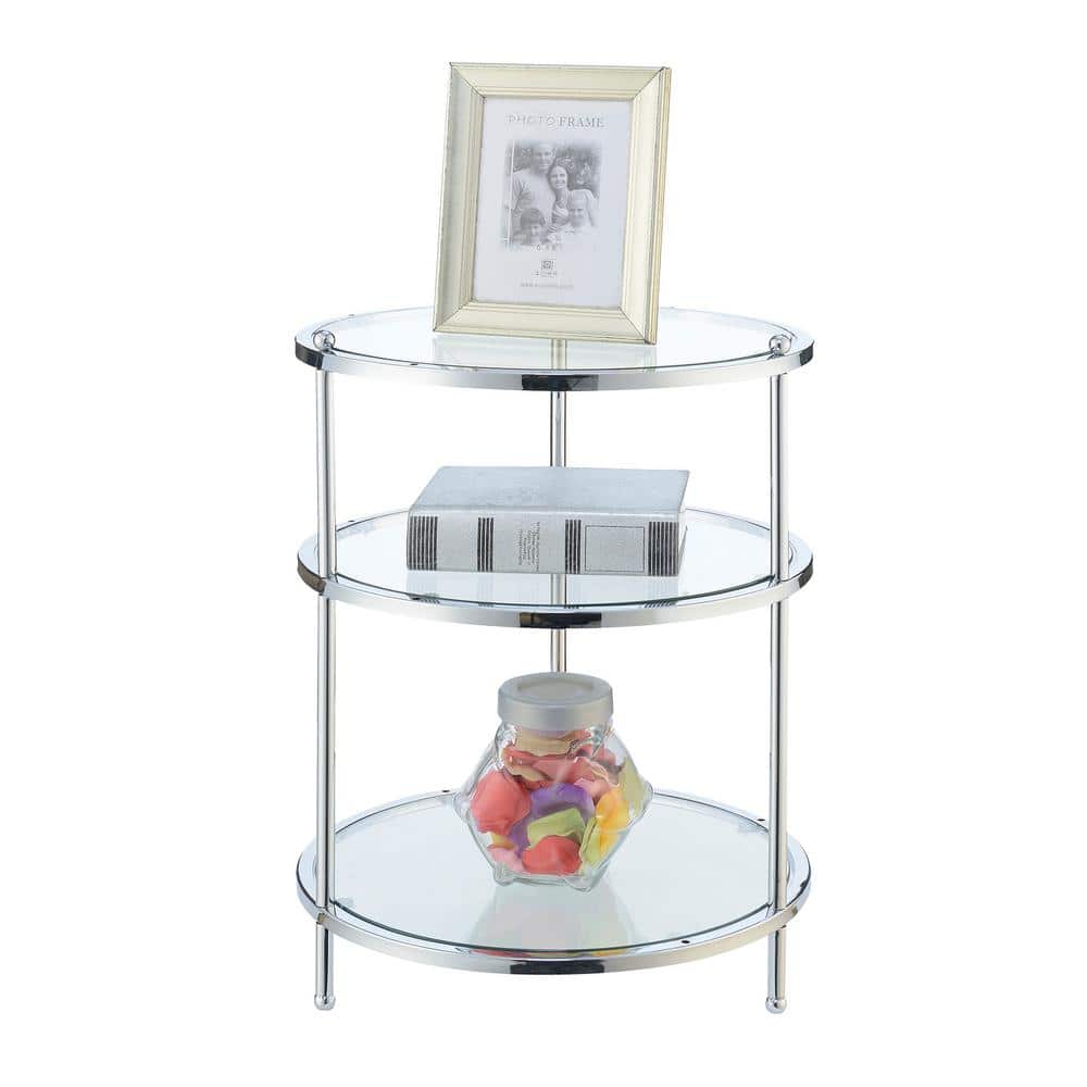 Chrome and Glass 3-Tier Round End Table