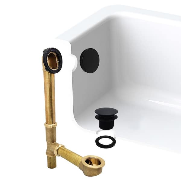 14 in Brass Bath Waste Drain Kit in Matte Black