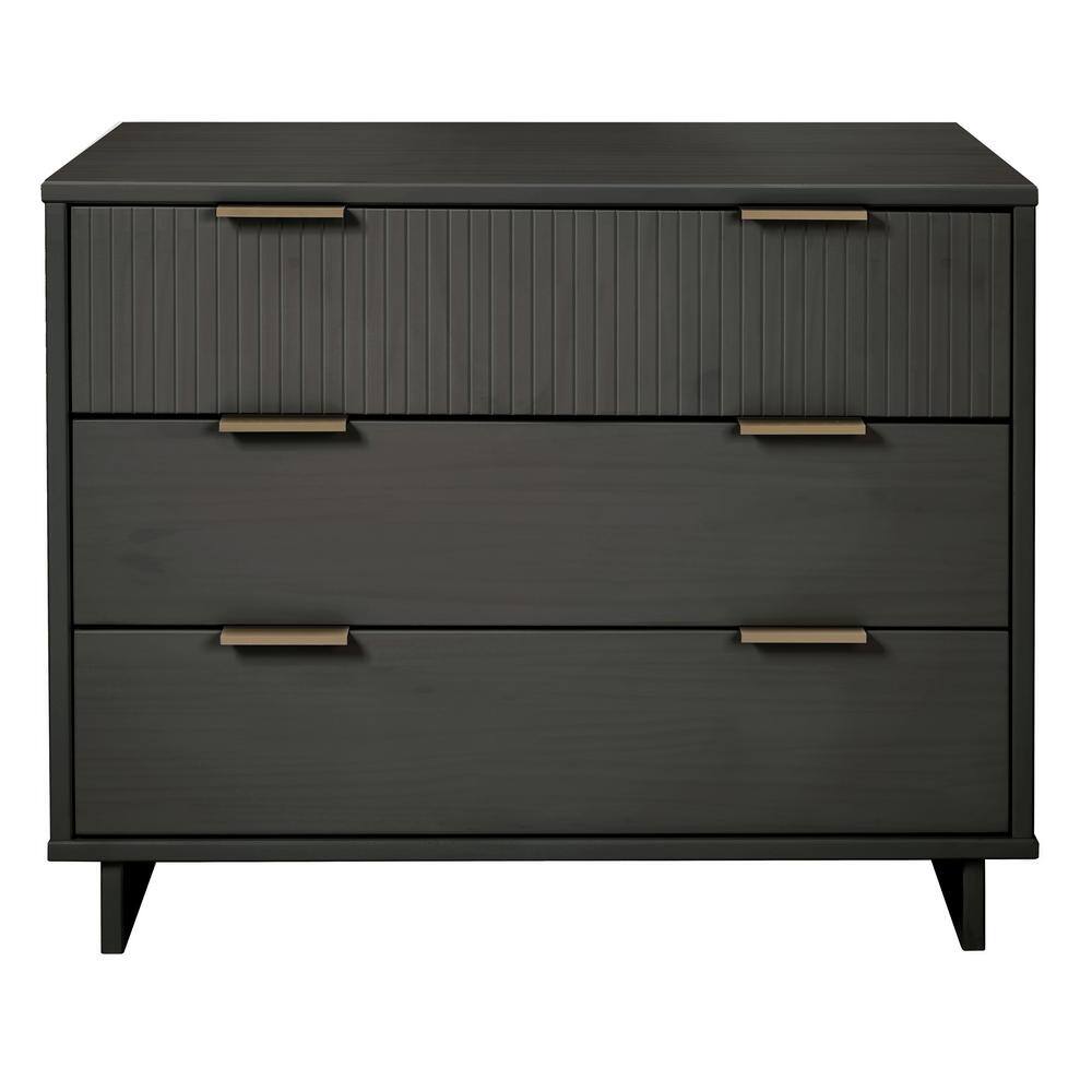Granville Dark Grey Modern 3-Drawer Dresser with Soft Close