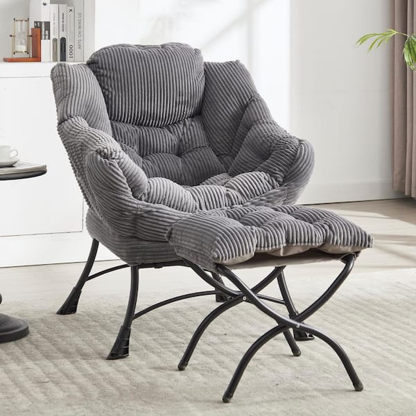 セール 一番安い Costway 29.5 in. Gray Modern Polyester Fabric Lazy Arm Chair 椅子