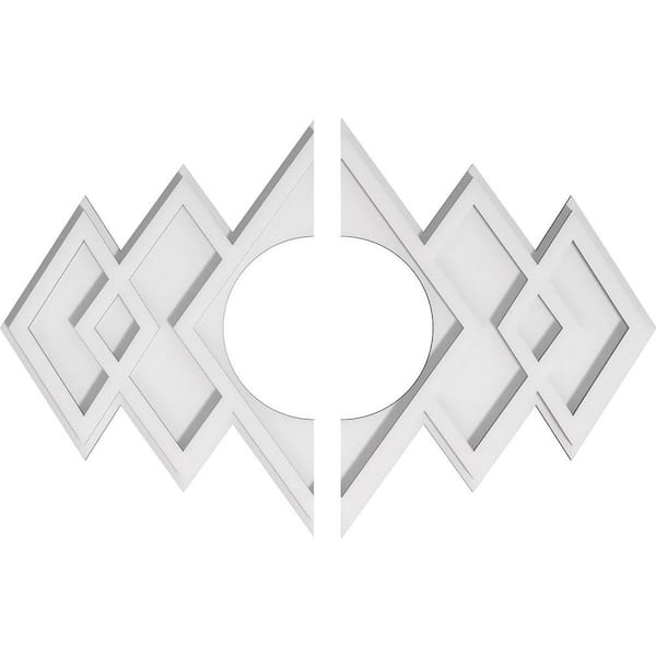 Ekena Millwork 24 in. W x 16 in. H x 7 in. ID x 1 in. P Zoe Architectural Grade PVC Contemporary Ceiling Medallion (2-Piece)