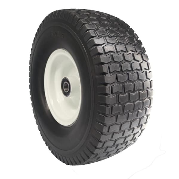 Ogracwheel 13x5.00-6 Flat Free Tire and Wheel, 3/4 & 5/8 Bearings, 3 in. Center Hub (Set of 2)