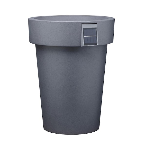 12.43 in. L x 15.8 in. W x 17.75 in. H 25 qts. Black Outdoor High-Density Resin Solar Decorative Pots (2-Pack)