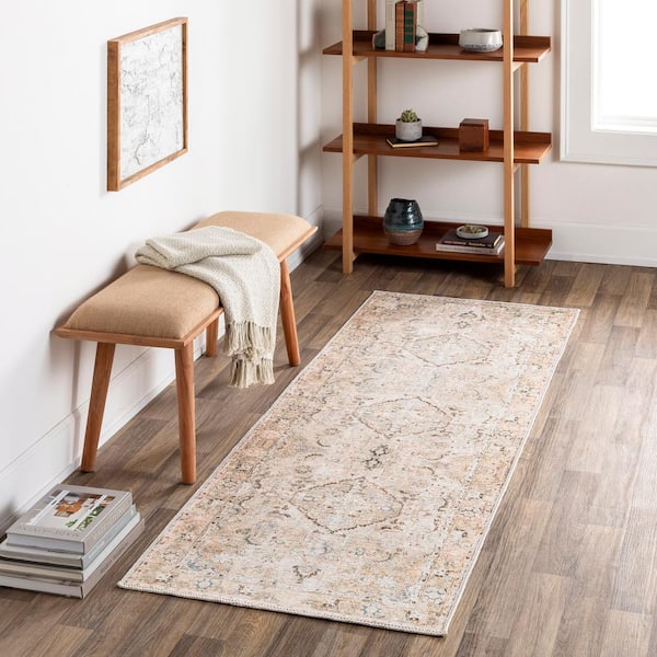 Emelia Brown 3 ft. x 10 ft. Traditional Indoor Runner Machine-Washable Area Rug