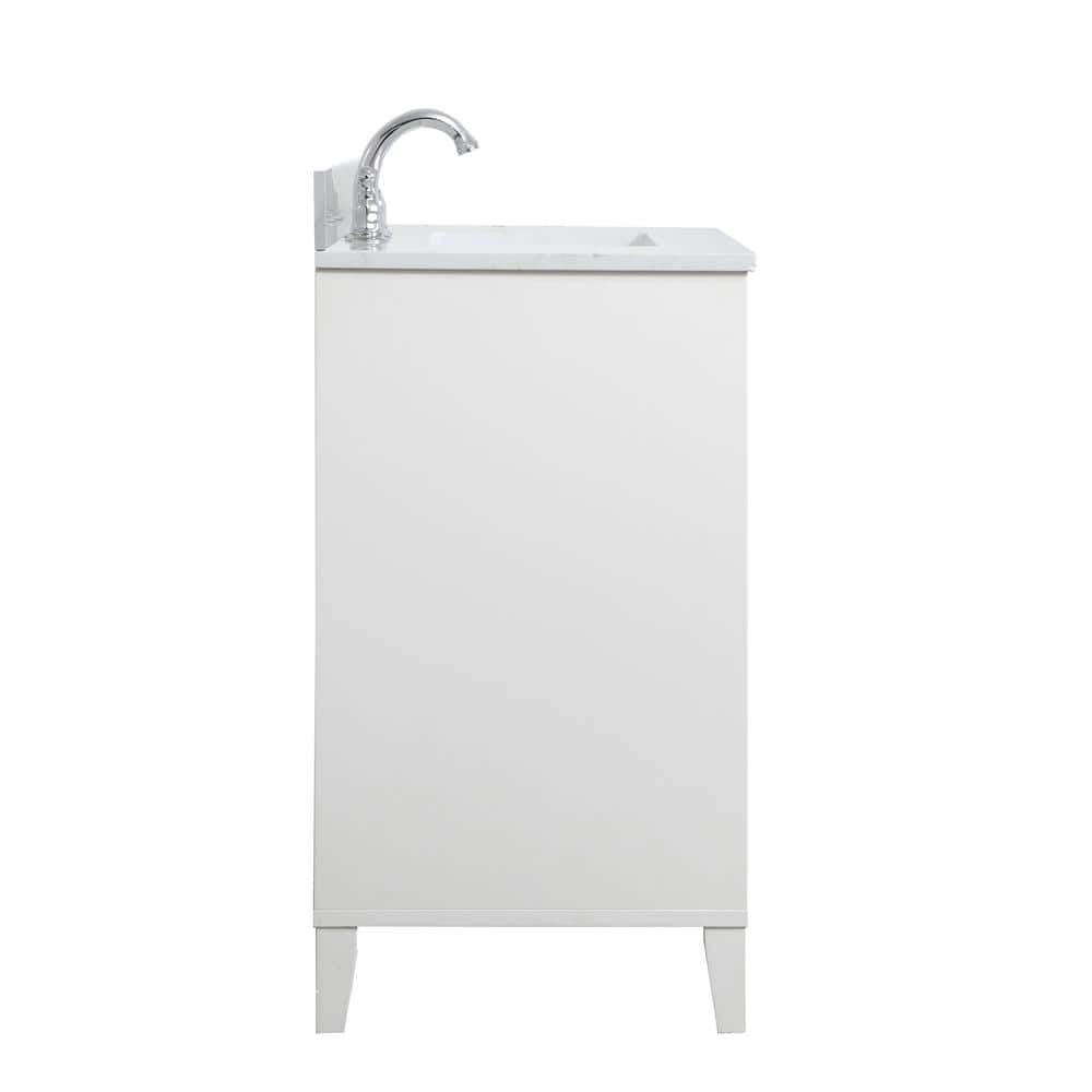 Elegant White Quartz Top Single Bathroom Vanity with Storage Drawer