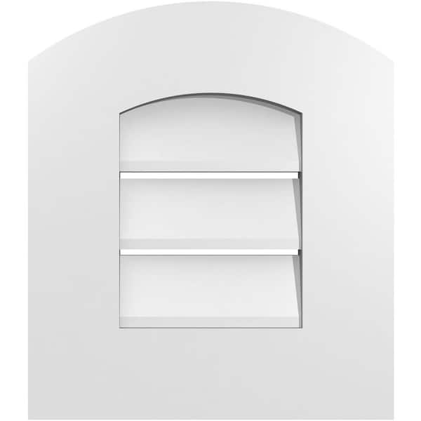 Ekena Millwork 14 in. x 14 in. Arch Top Surface Mount PVC Gable Vent: Decorative with Standard Frame
