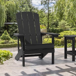 Black Weather Resistant HIPS Plastic Adirondack Chair for Outdoors (1-Pack)