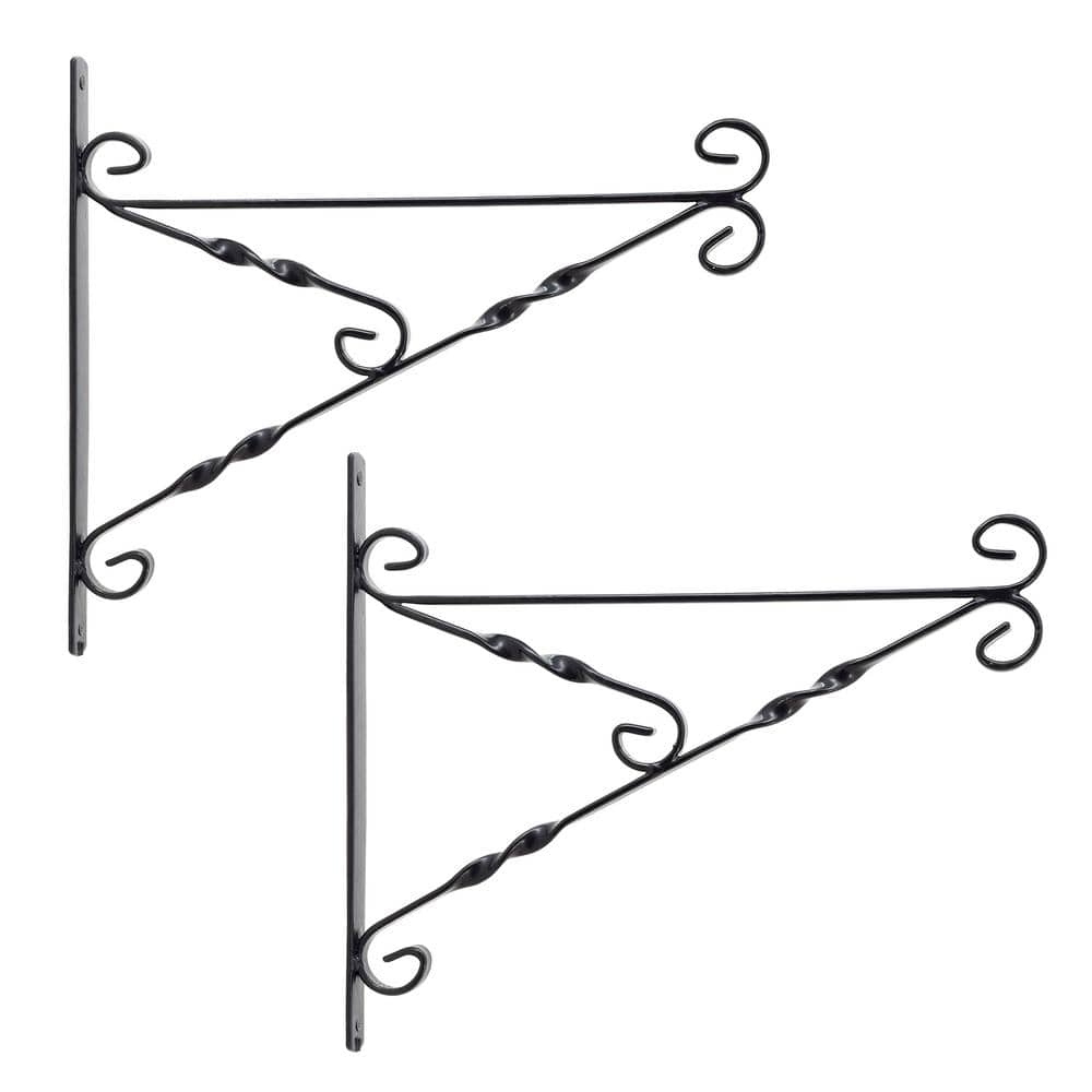 Shadow 16 in. Black Metal Alloy Plant Bracket (2-Pack)