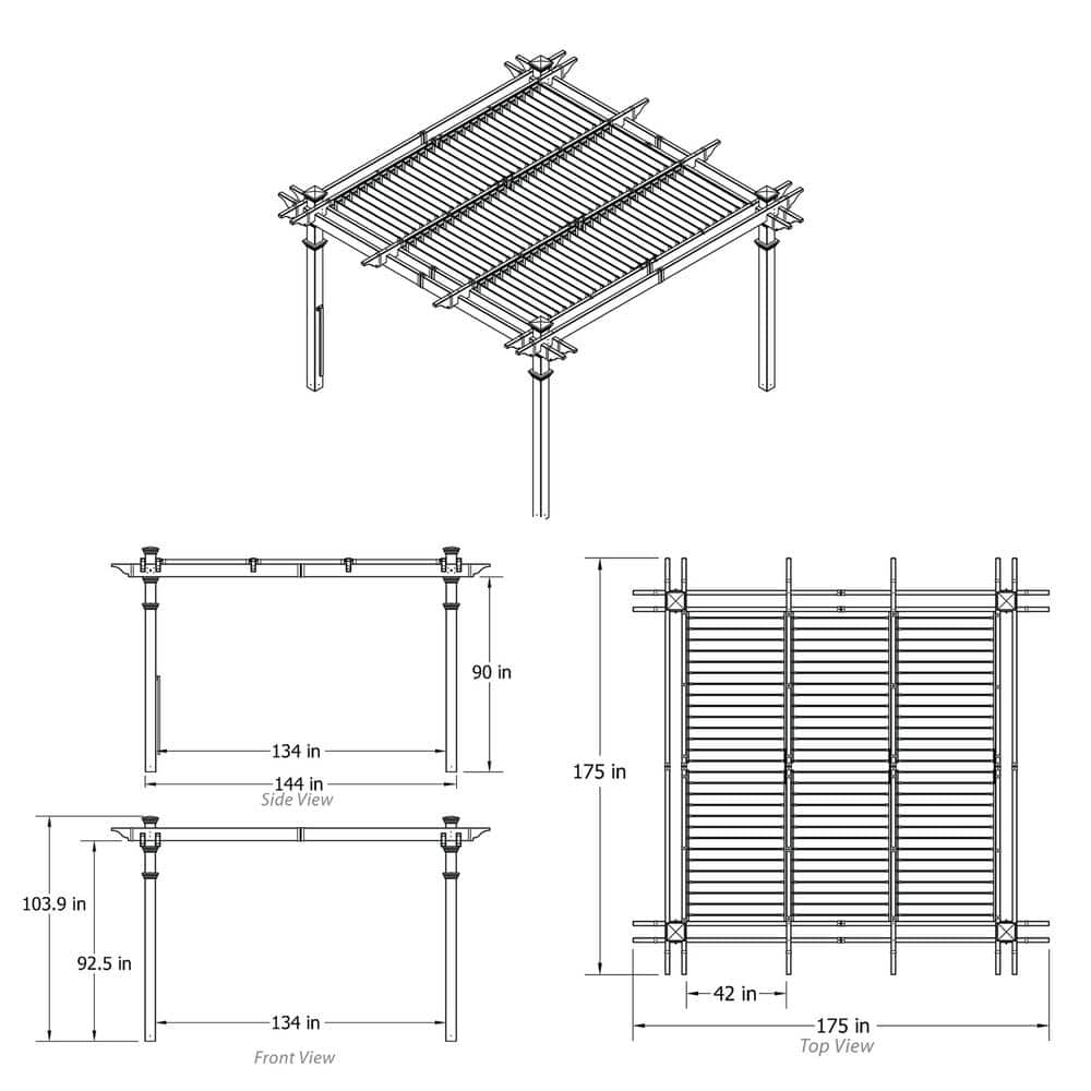 12' x 12' White Vinyl Adjustable Louvered Pergola