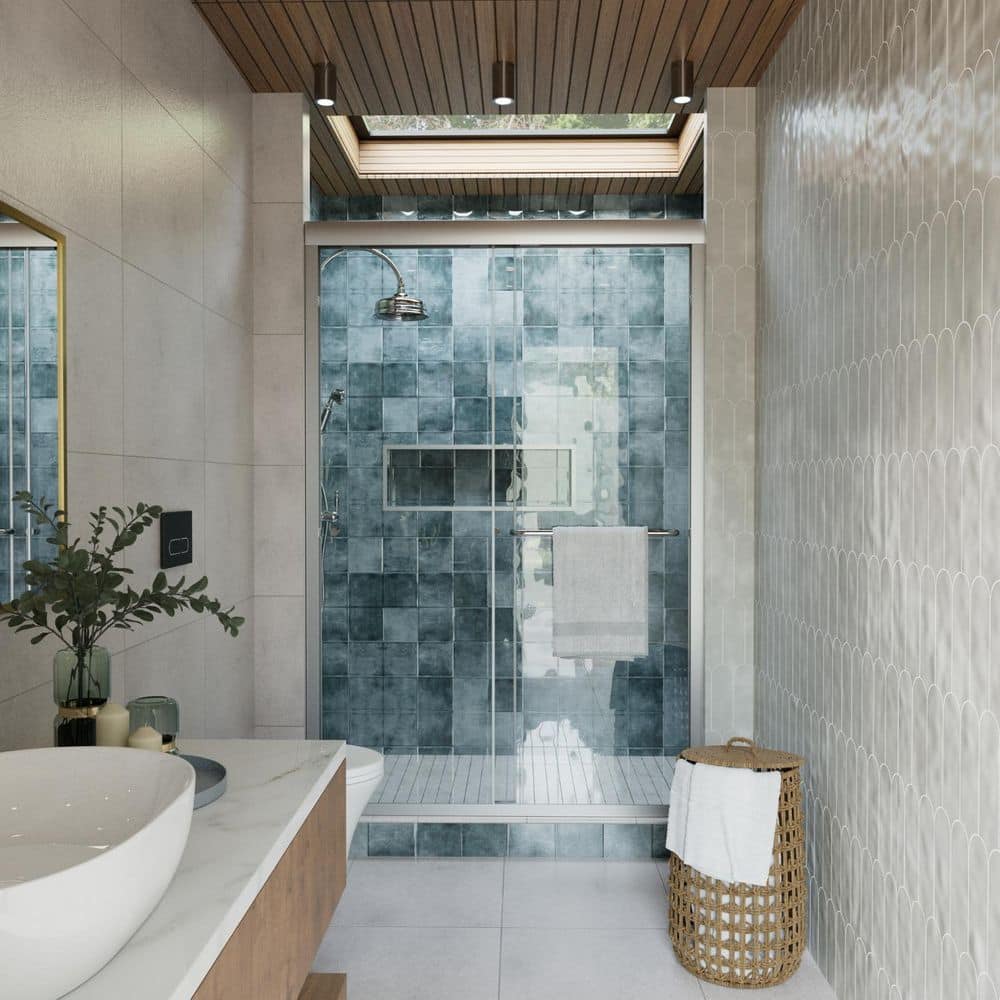 44 in.-48 in. W x 72 in. H Semi-Frameless Double Sliding Shower Door in Chrome with 1/4 in. Safety Tempered Glass price history on PriceWatchPro
