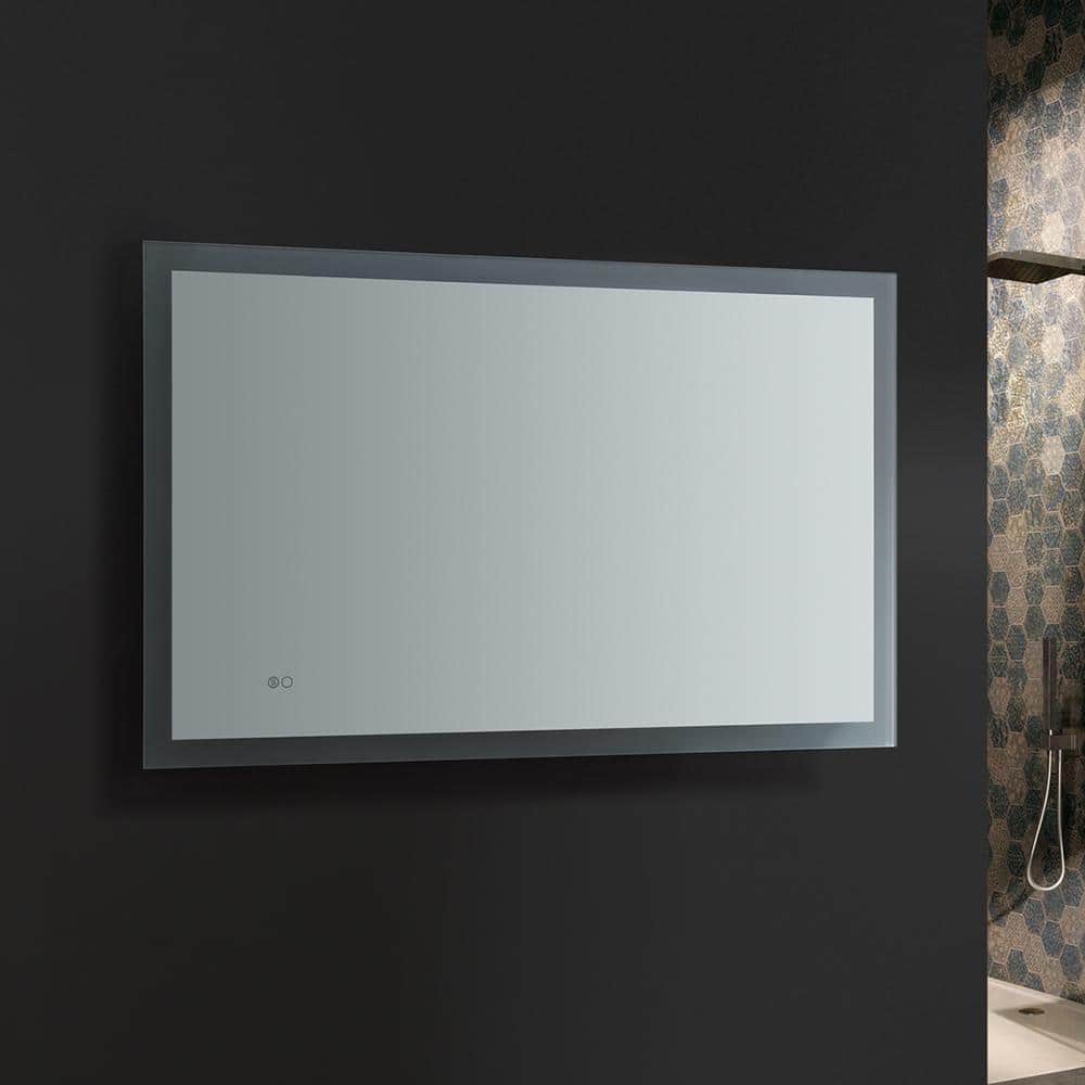 Sleek 48"x30" Frameless Rectangular Vanity Mirror with LED & Fog-Free Technology