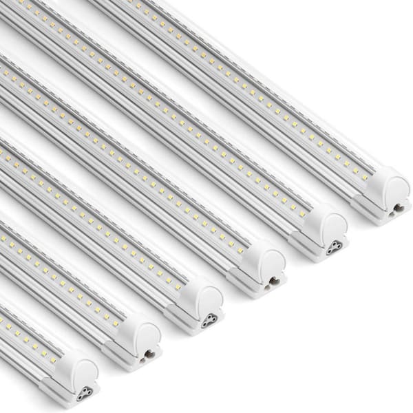 3ft 30-Watt T8 LED Shop Light with Clear Cover, Daylight White 5000K, Linkable for Garage and Workshop, 6-Pack
