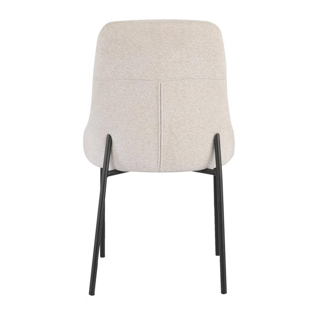 Beige Boucle Upholstered Metal Frame Side Chairs, Set of 2