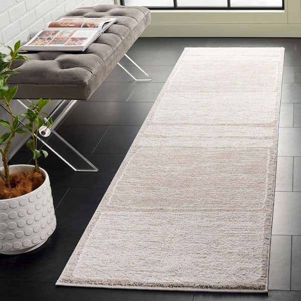 Northport 2 ft. x 10 ft. Ivory/Gray Solid Sector Runner Rug
