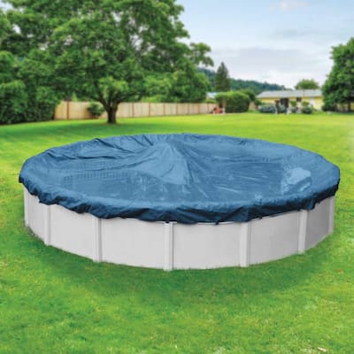 Mrrihand Round Pool Cover, 15 Ft Winter Pool Cover for Above Ground Pools,  Hot Tub Cover with Upgrade Buckle, Rope, and Ground Nails to Enhance