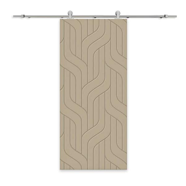 CALHOME 30 in. x 96 in. Unfinished Composite MDF Paneled Interior Sliding Barn Door with Hardware Kit