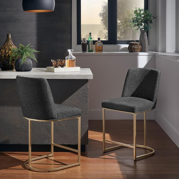 24 in. Black Metal Counter Stool (Set Of 2)