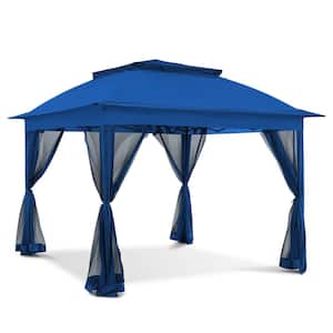 11 ft. x 11 ft. Deep Blue Steel Pop-Up Gazebo with Mosquito Netting