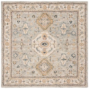 Aspen Moss/Ivory 7 ft. x 7 ft. Square Border Area Rug