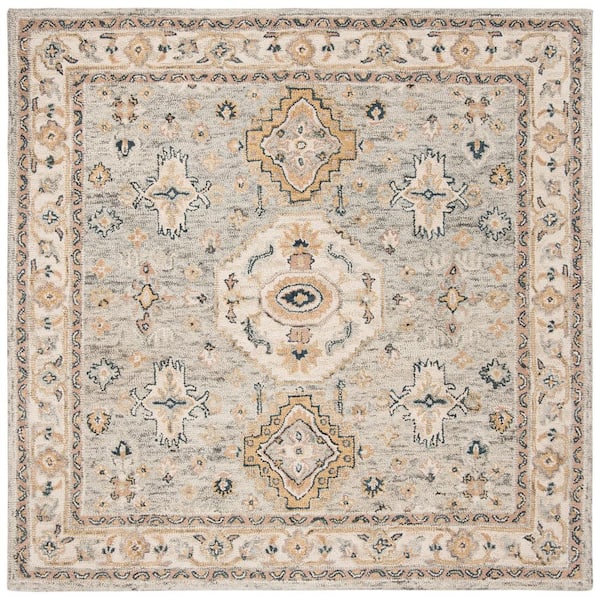 Aspen Moss/Ivory 7 ft. x 7 ft. Square Border Area Rug