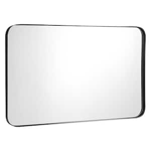 20 in. W x 32 in. H Rectangular Metal Framed Wall-Mounted Bathroom Vanity Mirror in Black