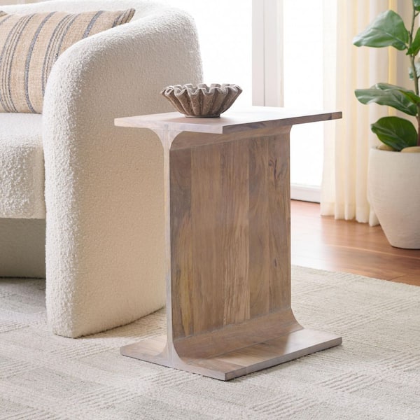 Wilfredo 15 in. White Washed Wood End Table