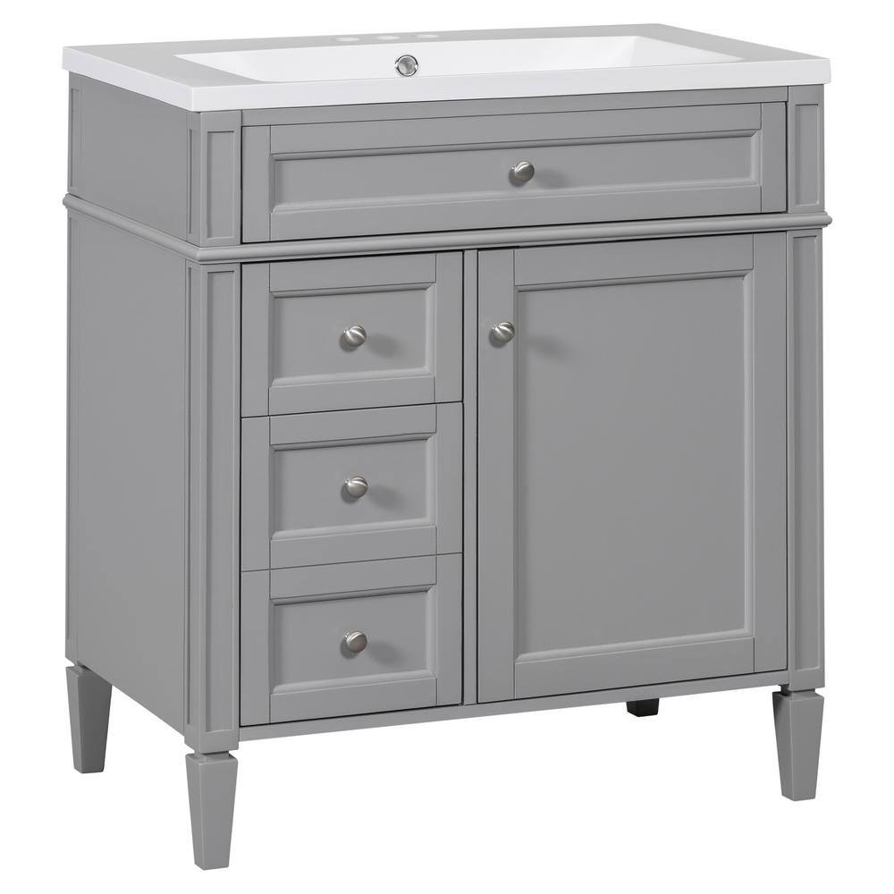 Hot Sale 30 in. W x 18 in. D x 33 in. H Morden Bath Vanity in Gray with Whi