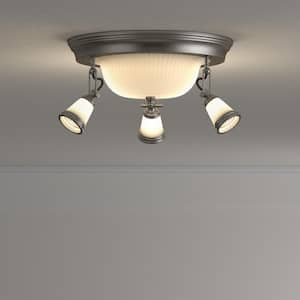14 in. 5-Light Antique Pewter Semi-Flush Mount with Frosted Glass Shades